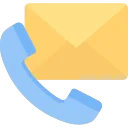 Icon of a yellow envelope and a blue phone handset, symbolizing email and phone communication.